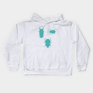 Retro Beetles - Teal Kids Hoodie